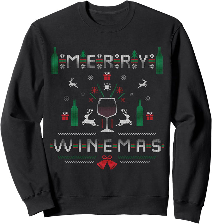 Merry Winemas Rotwein Ugly Christmas Sweater Wein-Trinker Sweatshirt