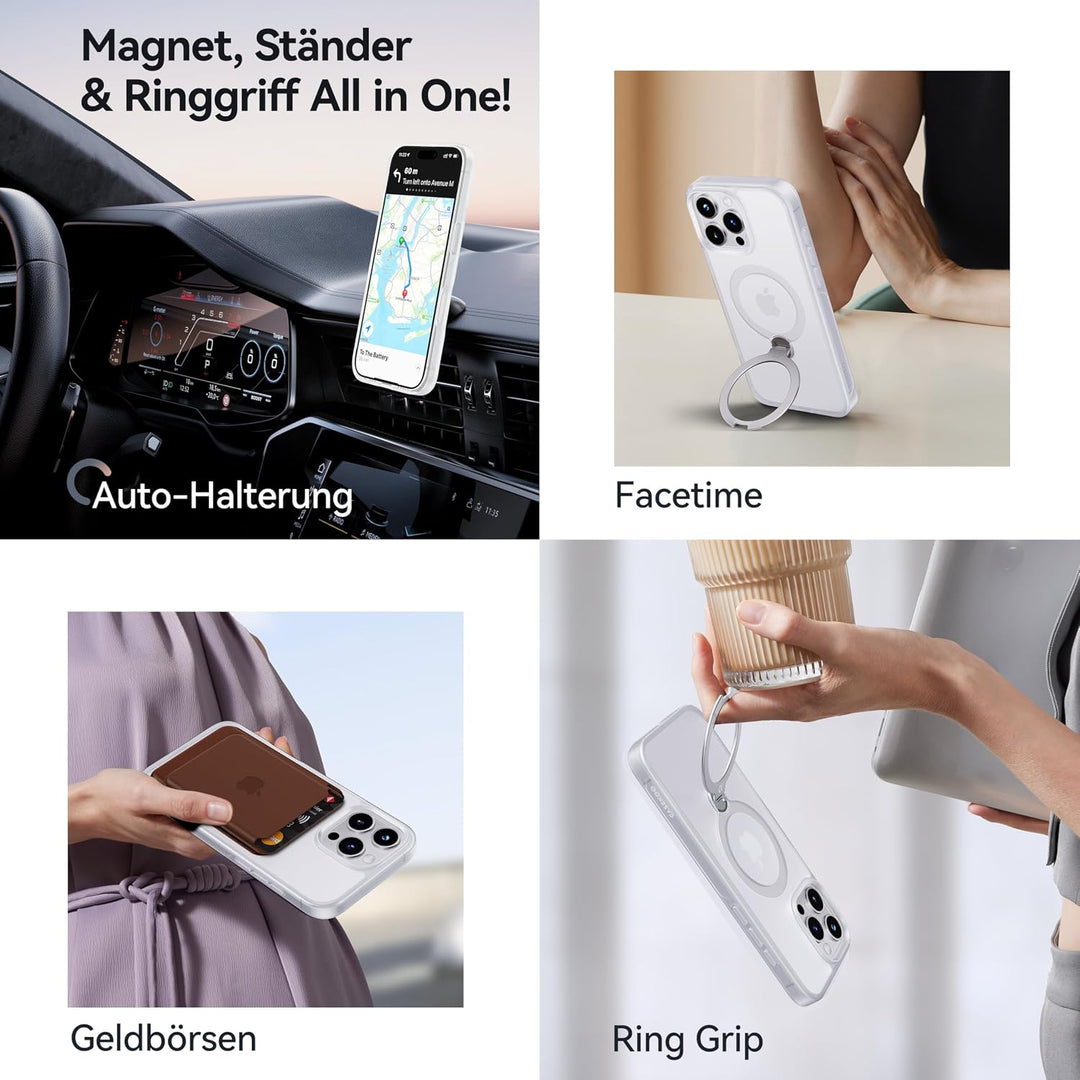 ASEKOO 360° MagicStand (Pro-Version) für iPhone 16 Pro Hülle für MagSafe [Unsichtbarer Ständer] [Mil