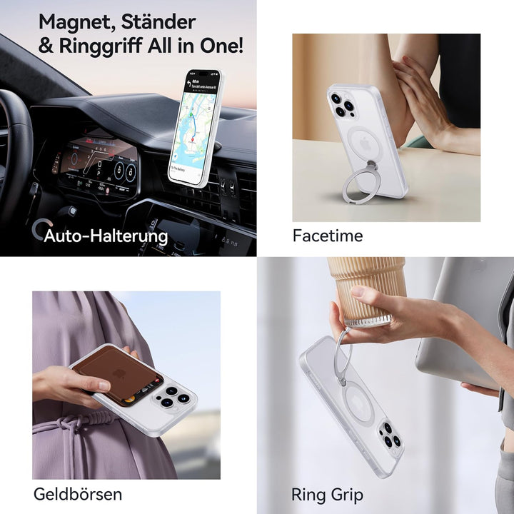 ASEKOO 360° MagicStand (Pro-Version) für iPhone 16 Pro Hülle für MagSafe [Unsichtbarer Ständer] [Mil