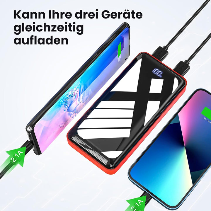 Bextoo Powerbank 30000mAh Grosse Kapazität Externe Akkus LCD Display Batterie Pack 3 Ausgängen 2 Ein