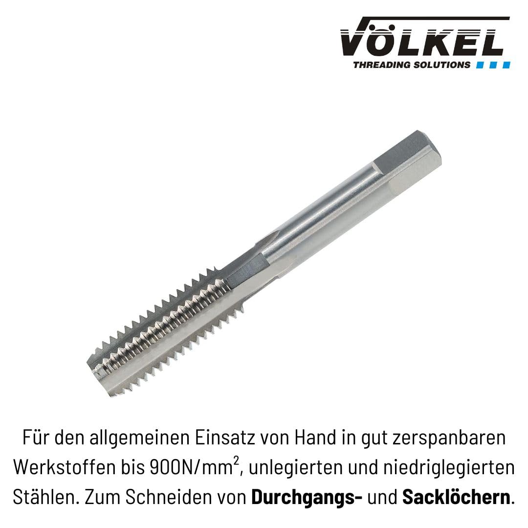 VÖLKEL Handgewindebohrer 3-tlg. Satz DIN 352 HSS-G - M10 x 1.5 | Vorschneider, Mittelschneider & Fer