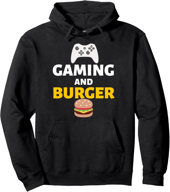 Gaming And Burger Gamers Funny Pullover Hoodie