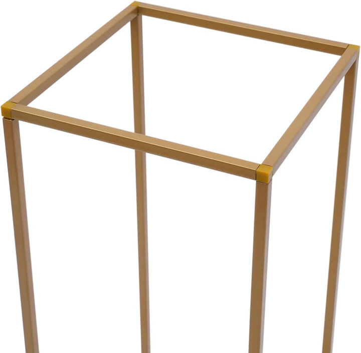 4 Stück Gold Blumenständer Metall, Hochzeitsvase Blumensäule Quadratisch, Goldvasen Säule Dekosäule