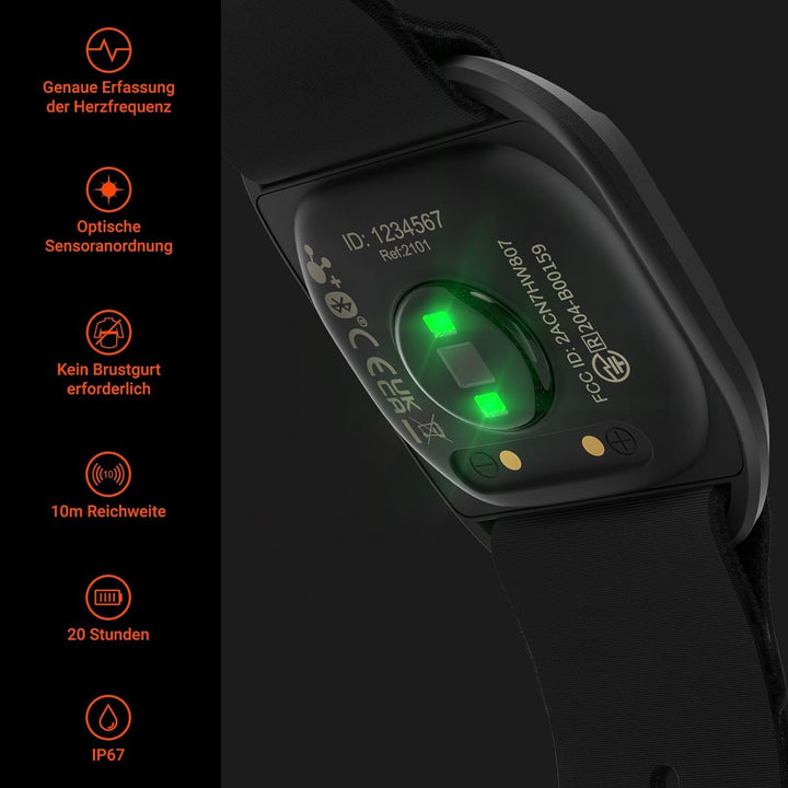 COOSPO HW807 Herzfrequenzmesser Armband Armgurt Bluetooth5.0 ANT+, HRV Herzfrequenz-Trainingsbereich