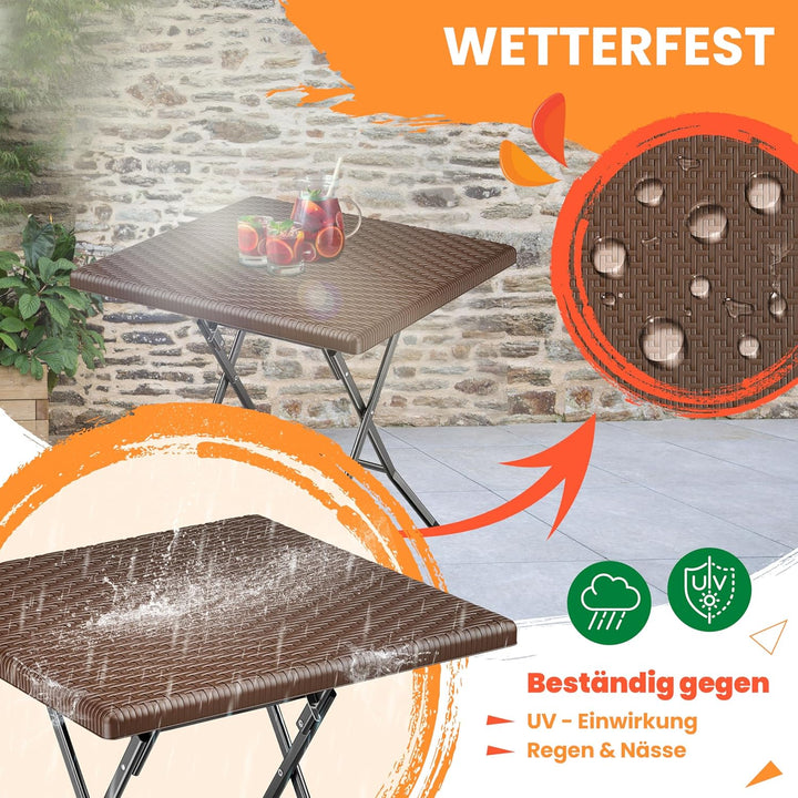 KESSER® Balkontisch klappbar | Wetterfest/UV-beständig Balkonmöbel | Beschichteter Stahl & Rattan-Op