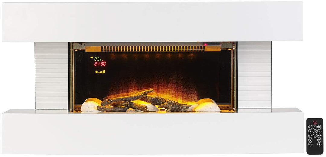 Carlo Milano Elektrokamin Wand: Design-Elektrokamin, 3D-Flammeneffekt, Wandmontage, 2.000 Watt, 81 c