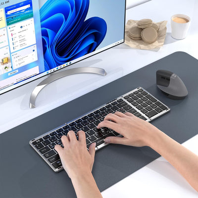 seenda Faltbare Bluetooth Tastatur mit Nummernblock und Handyhalterung, Aufladbare Kabellose Klappba