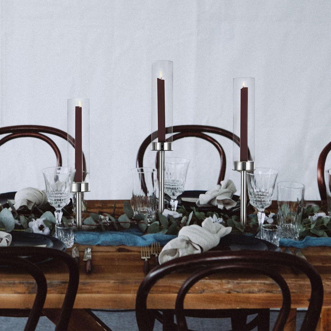 Sziqiqi Kerzenständer Silber Metall für Hochzeit - 48/42/36cm Kerzenhalter Dekorative Stabkerzenhalt