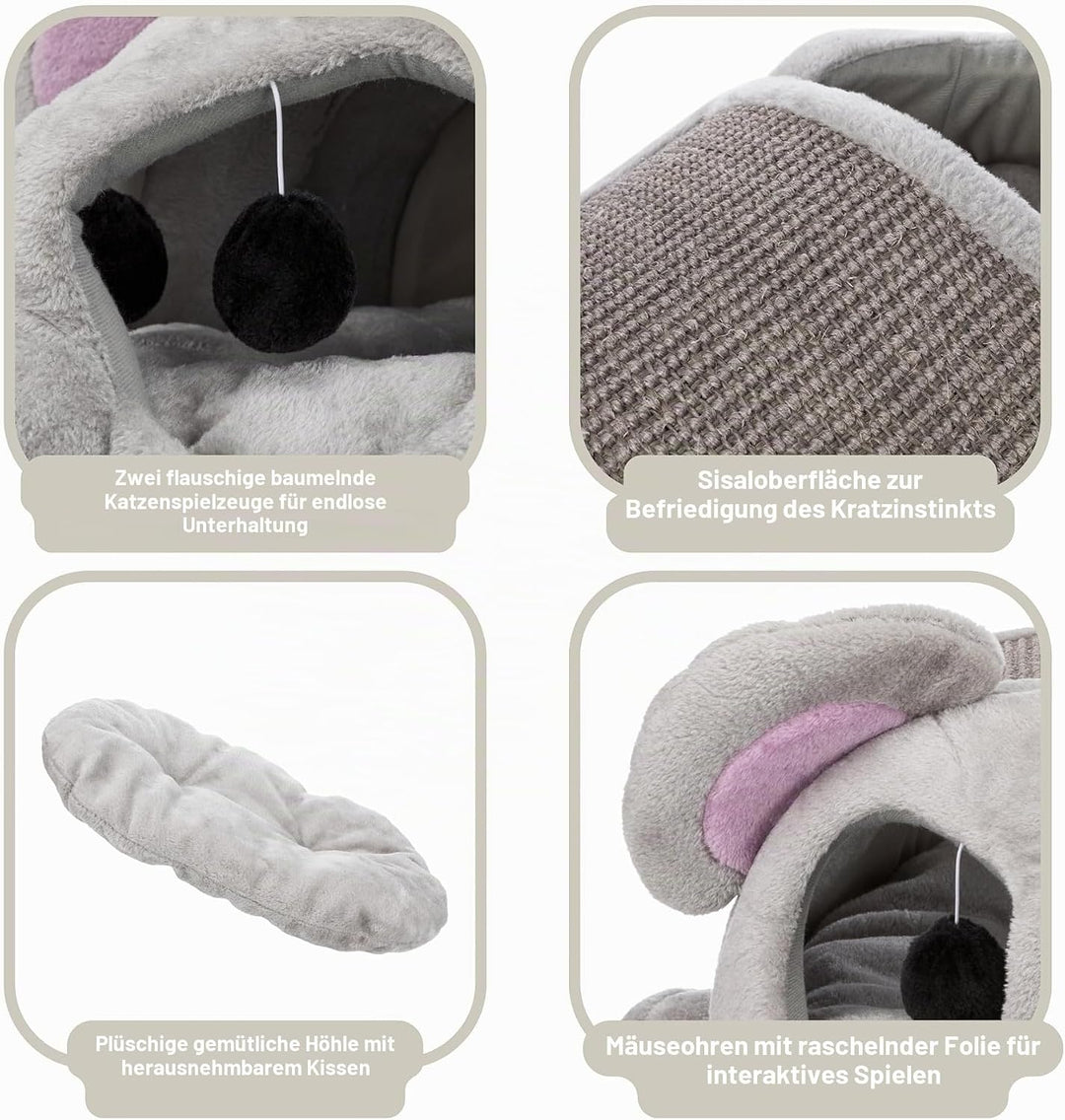Trixie 36290 Kuschelhöhle Lukas, 35 x 33 x 65 cm, grau, 1 Stück (1er Pack) Lukas Maushöhle, Lukas Ma