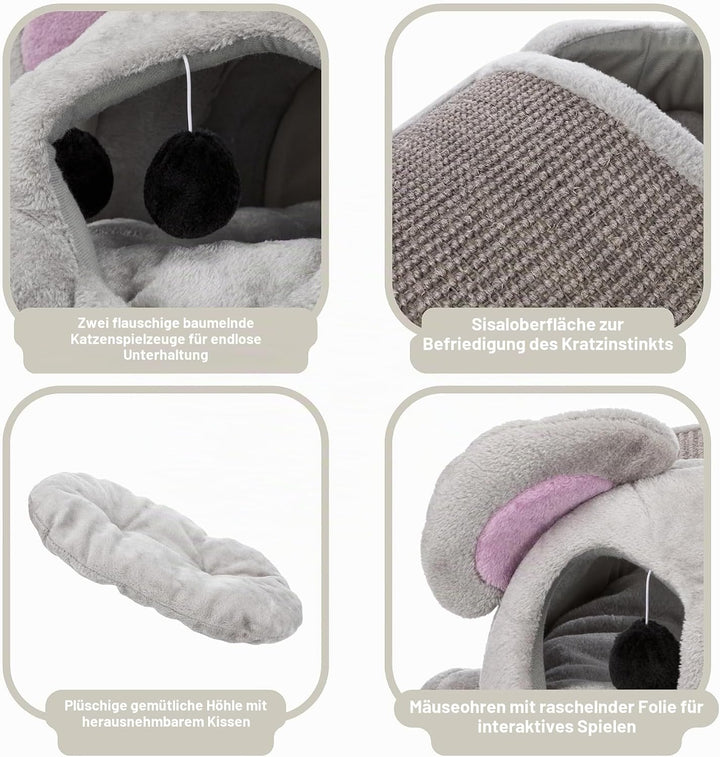 Trixie 36290 Kuschelhöhle Lukas, 35 x 33 x 65 cm, grau, 1 Stück (1er Pack) Lukas Maushöhle, Lukas Ma