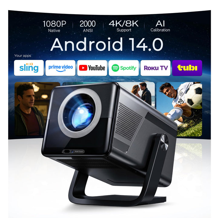 2000 ANSI Lumen Native 1080P Smart Mini Beamer mit Android 14