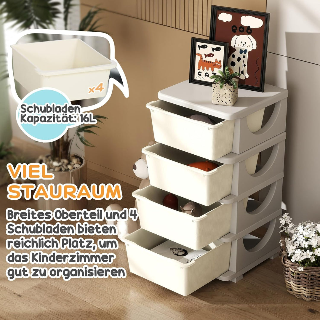 HOMCOM Schubladenschrank für Kinder mit Stauraum Aufbewahrungsboxen Spielzeug-Organizer Spielzeugkis