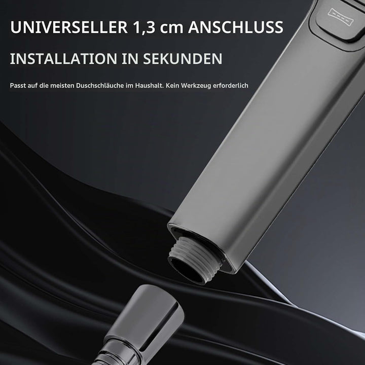 Duschkopf mit Schlauch 1.5m Grau – Duschbrause mit 8 Strahlarten Stoppfunktion – Duschkopf Regendusc