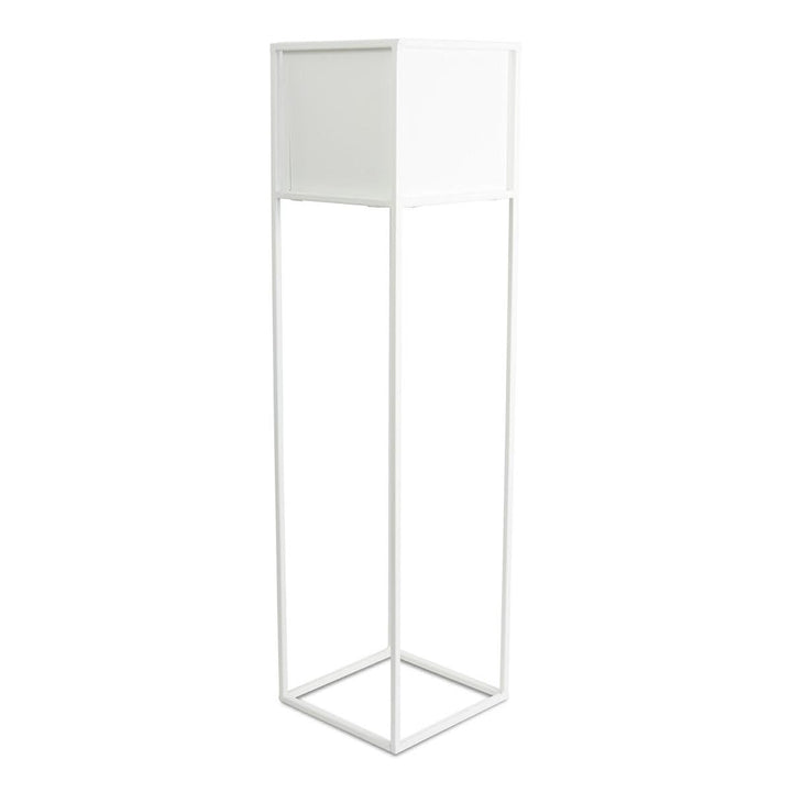 HowHomely Weiss Blumenständer Metall | Pflanzenständer 100 cm Hoch mit Metall Box 19,5 x 20,5 cm | B