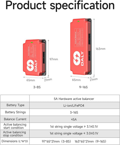 Daly 5A Active Equalizer 16S Active Balancer für Lifepo4 Li-ion LTO Batterie Gruppen Kondensator Bal