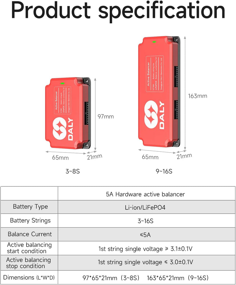 Daly 5A Active Equalizer 16S Active Balancer für Lifepo4 Li-ion LTO Batterie Gruppen Kondensator Bal