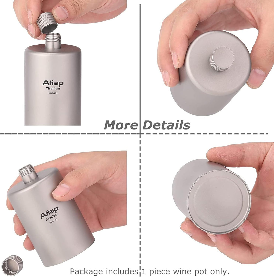 ATiAP Titan-Weintopf, 200 ml, tragbarer Weintopf, Taschenflasche, Weinflasche für Outdoor-Camping