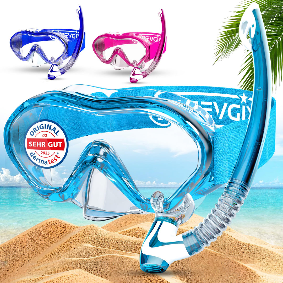 KIDVERSE Taucherbrille Kinder mit Schnorchel ab 5 Jahre - CE & Dermatest geprüfte Taucherbrille mit