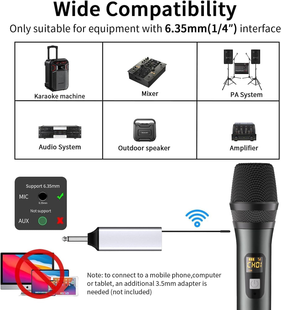 Kabelloses Mikrofon, UHF Funkmikrofon system mit zwei kabellosen Handmikrofonen und wiederaufladbare