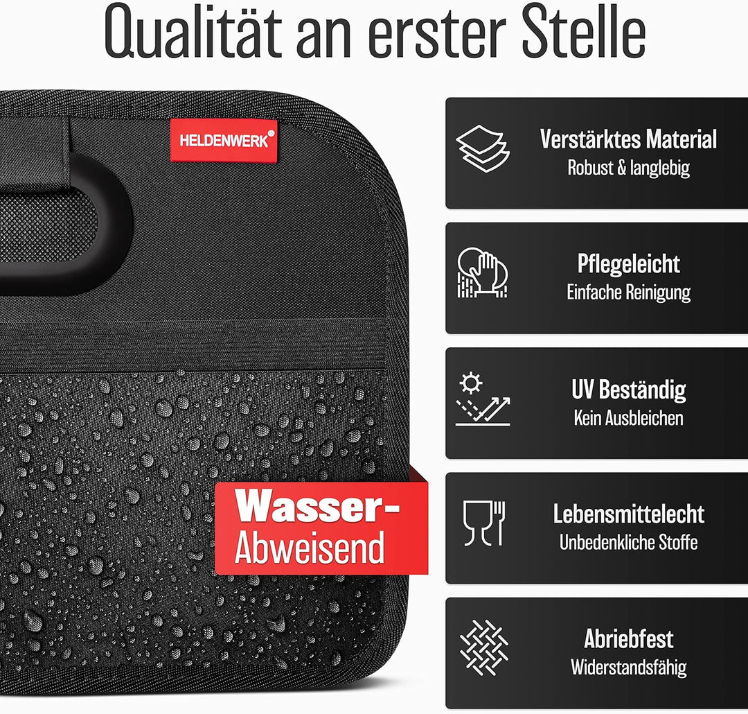HELDENWERK Kofferraumtasche faltbar mit Anti-Rutsch-Klett - Kofferraum-Organizer, Auto Faltbox, Eink