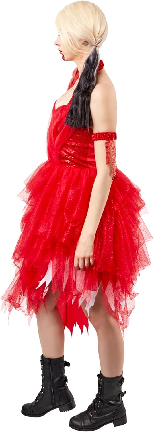 RUBIE'S Official Harley Quinn Rotes Damenkleid Halloween Suicide Squad 2 Bösewicht-Kostüm für Damen