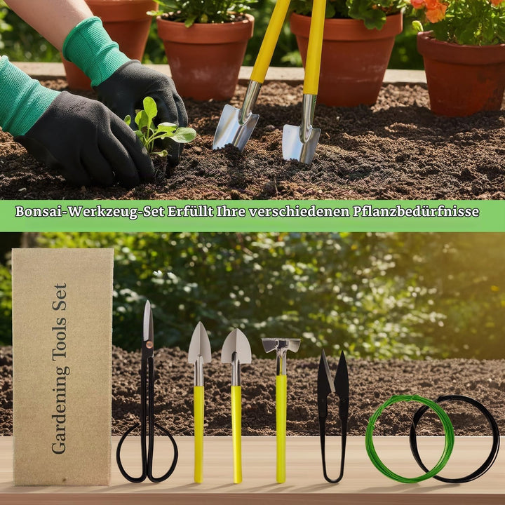 MOSFiATA Bonsai Werkzeug Set Pflegeset 7-teilig Mini Gartenwerkzeug für Bonsai Baum und Zimmerpflanz