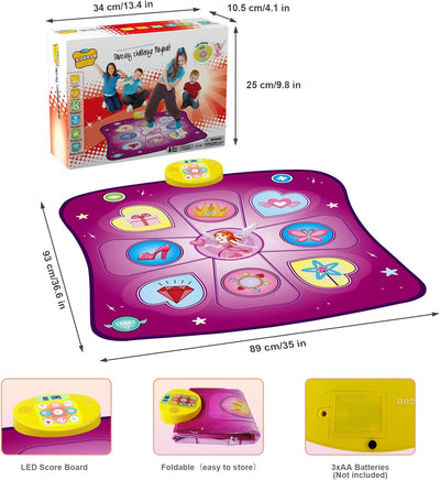 Tanzmatte Kinder Spielzeug Geschenke für Mädchen Jungen Alter 3 4 5 6 7 8+ Jahre, Musikmatte mit Her