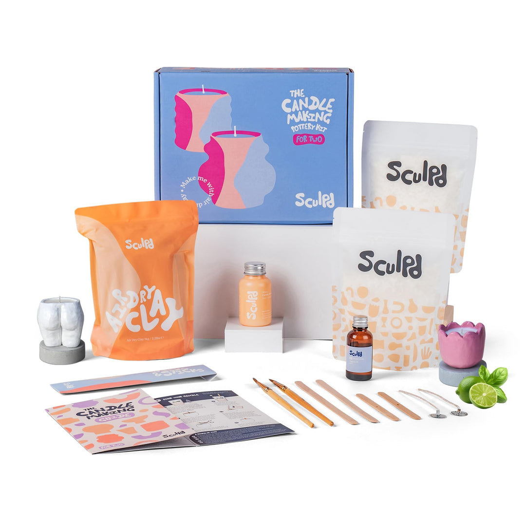 Sculpd Töpferei-Kit zur Kerzenherstellung mit lufttrocknendem Ton | Anfänger Starter-Kit zur Kerzenh