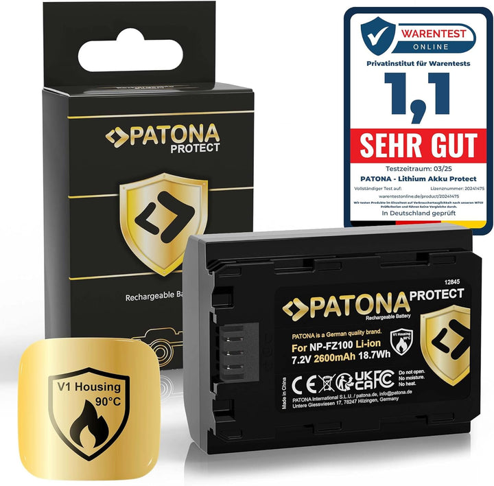 PATONA Protect NP-FZ100 Kamera-Akku (2400 mAh) mit V1 Gehäuse 1x NP-FZ100 Protect, 1x NP-FZ100 Prote
