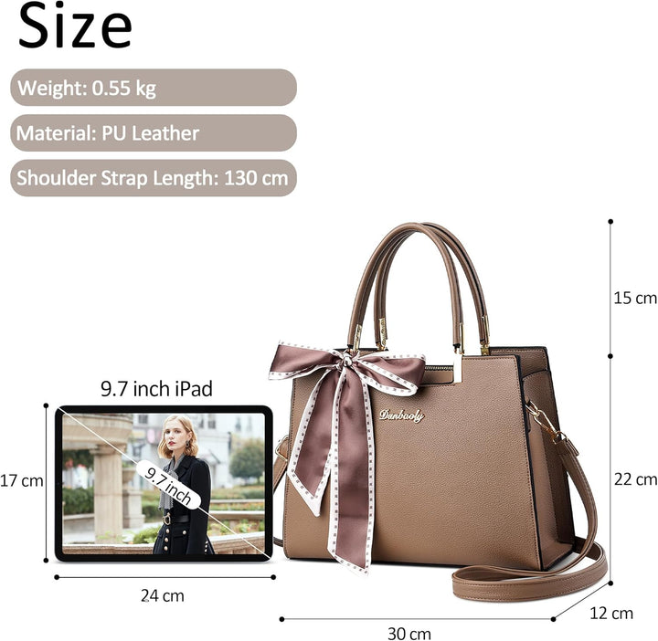 DORRISO Elegant Damen Handtasche Leicht Henkeltasche mit Mode Schick Schleife Schultertasche für Ein