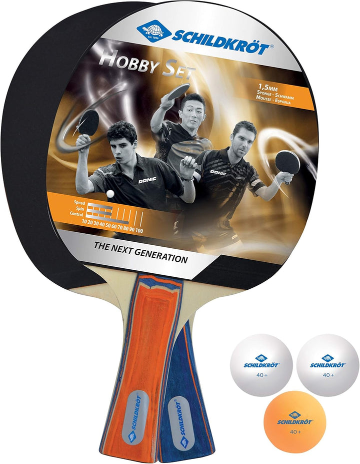 Donic-Schildkröt Tischtennis-Set Hobby, für 2 Spieler (2 Schläger, 3 Bälle, in Tragetasche, gute Fre