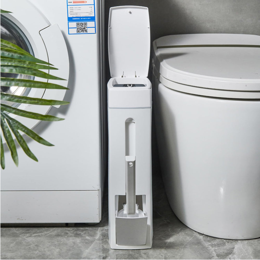 4.5L Mülleimer Bad Mit Deckel - Pop-Up Plastikmüll Mit Toilettenbürste - Geruchsdicht für Badezimmer