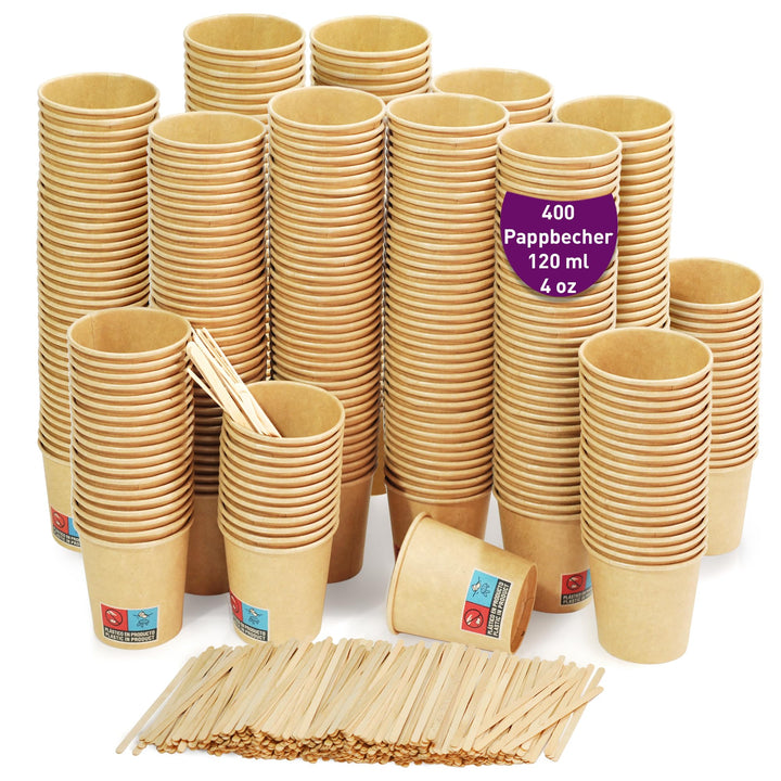 GoBeTree 400 Einweg-Kaffeebecher aus Kraftkarton mit 120 ml / 4 oz Fassungsvermögen, Einweg-Kaffeebe