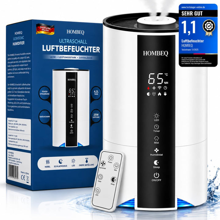 Luftbefeuchter Schlafzimmer 4,2L mit Feuchtigkeitssensor & Auto-Modus, Top-Fill Humidifier mit Aroma