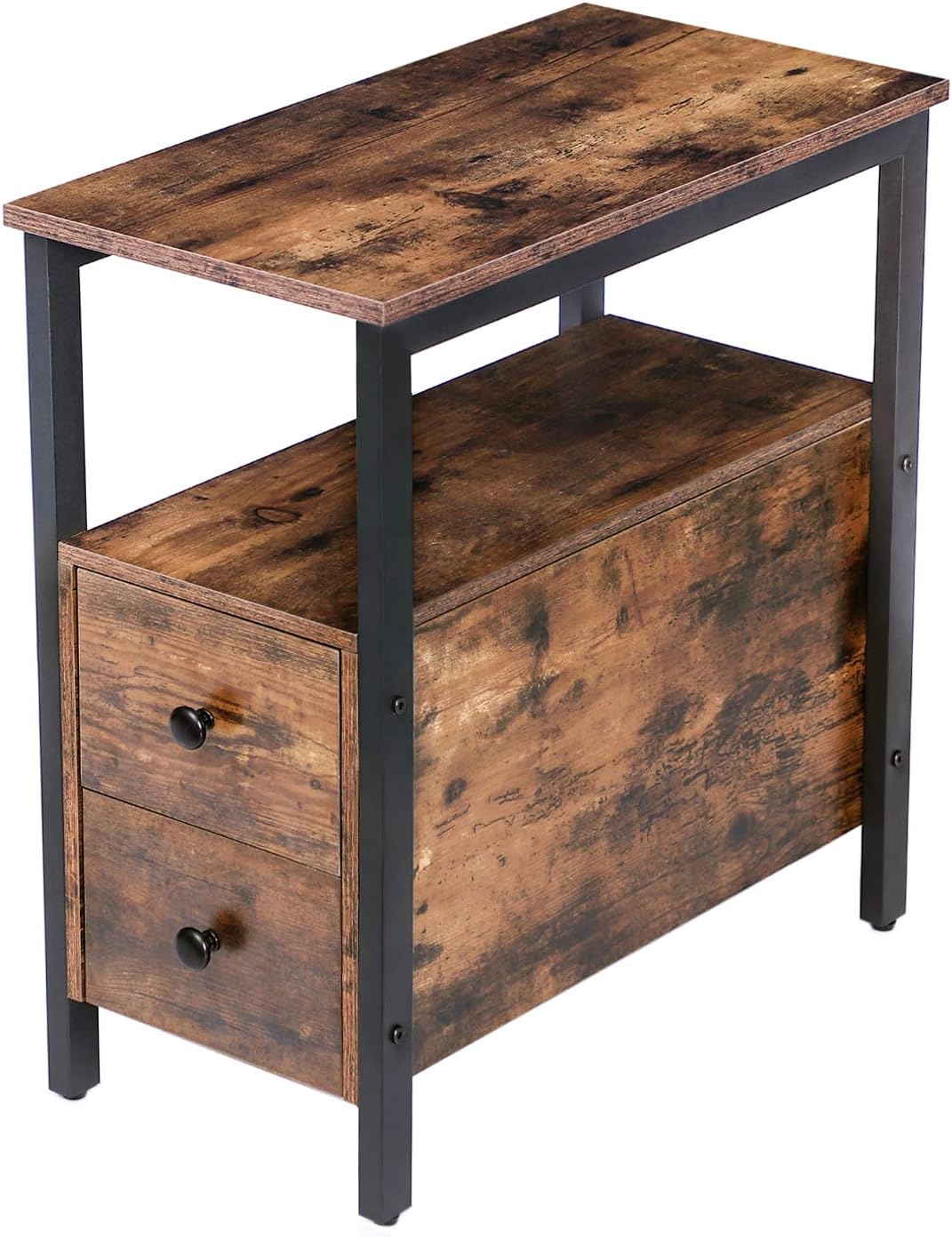 HOOBRO Nachttisch, Beistelltisch, Nachtschrank mit 2 Schubladen, 48 x 30 x 61.5 cm, Akzentmöbel in H