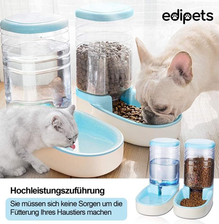Edipets, Automatischer Futterspender Katze, Hunde, 2 Einheiten, 3.8L, Futter- und Wasserspender für