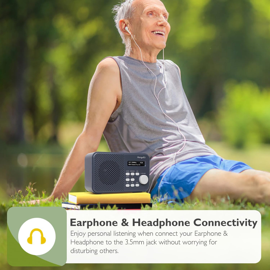 MangoKit MD2 DAB/DAB Plus Radio mit Bluetooth,Digitalradio,UKW Radio, kleines Küchenradio mit Netzbe