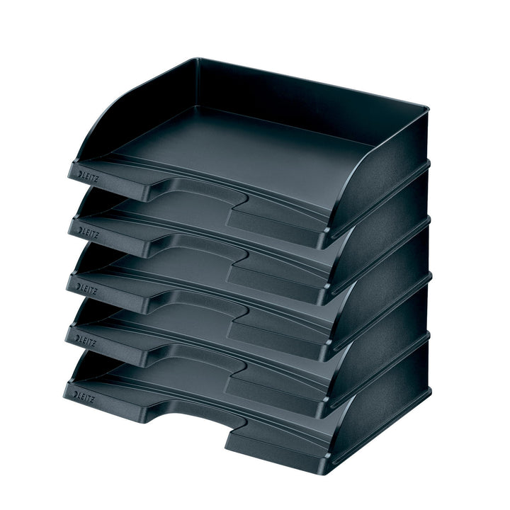 Leitz LLeitz Briefkorb Querformat A4, 5er Pack, Schwarz, Plus Serie, 52180095 Standard Schwarz 5 Stü