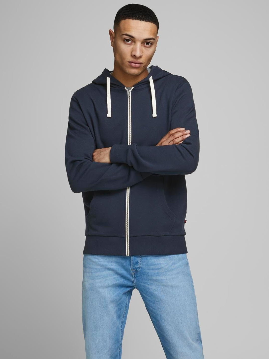 JACK & JONES Herren JJEHOLMEN Sweat Zip Hood NOOS 12136884, Navy Blazer/REG FIT, XXXL