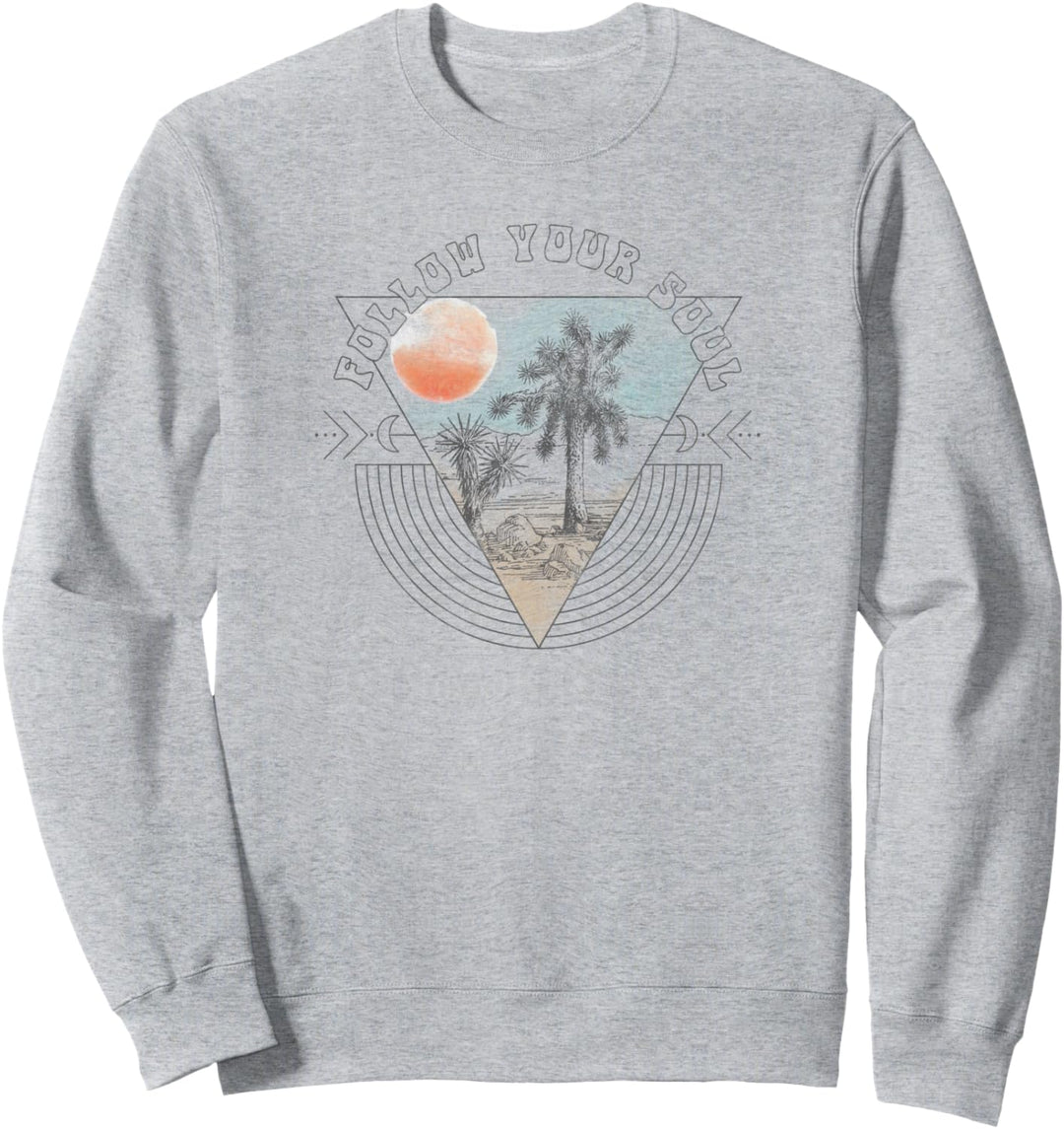 Trendy Follow Your Soul Triangle Desert Scene Sweatshirt