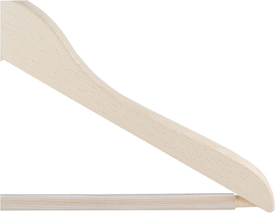 Holzbügel für Anzüge und Zweiteiler mit Steg, Kleiderbügel, flach, 38 cm, Natur, 5 Stück