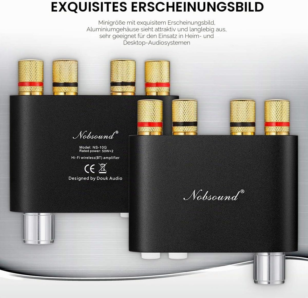 Nobsound NS-10G Mini Bluetooth 5.0 Digitaler Stereo Verstärker 100W HiFi Power Amp mit Netzteil (Sch