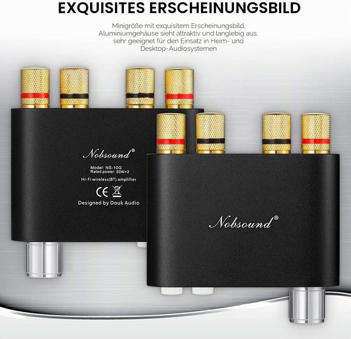 Nobsound NS-10G Mini Bluetooth 5.0 Digitaler Stereo Verstärker 100W HiFi Power Amp mit Netzteil (Sch