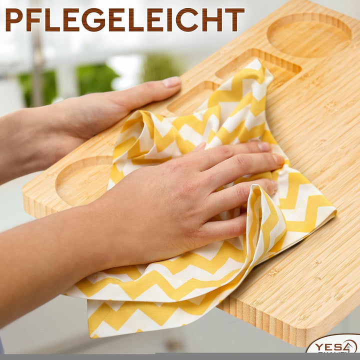 Charcuterie Boards Premium Geschenkset – 15-teilig, Bambus – grosses Käsebrett plus Obsttablett als