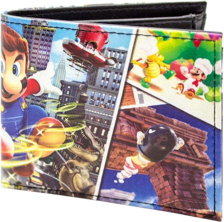 Mario Odyssey Königreiche Abenteuer Marios Mützenwurf Geldbörse/Geldbeutel Bi-Fold Münzfach & Karten