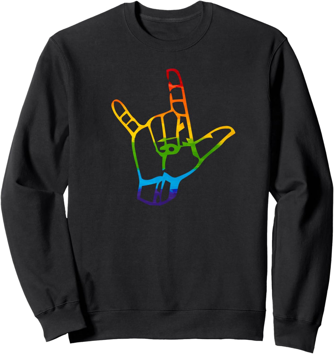 LGBT Pride Liebe Gebärdensprache Handzeichen Regenbogen Sweatshirt
