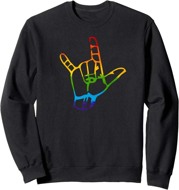 LGBT Pride Liebe Gebärdensprache Handzeichen Regenbogen Sweatshirt