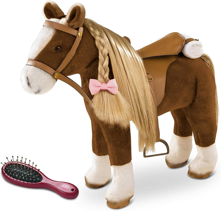 Götz 3402375 Brown Beauty Kämmpferd - braunes Plüschpferd mit einem Stockmass von ca. 37 cm und eine