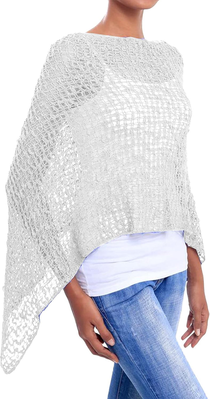 JOPHY & CO. Damen-Poncho aus Netzstoff, Strickoptik, schulterfrei, für Sommer und Frühling, leicht u