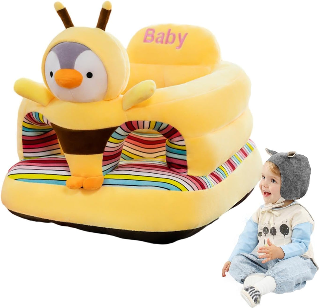 Kleinkind-Stützsitz, Tier-Sofa-Sitz, Plüsch + PP-Baumwolle, Futon, Kleinkind-Sitzkissen, Gelb, 45 x